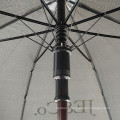 Good quality black pongee 23 inch advertisement auto open J  handle stick straight umbrella with logo prints